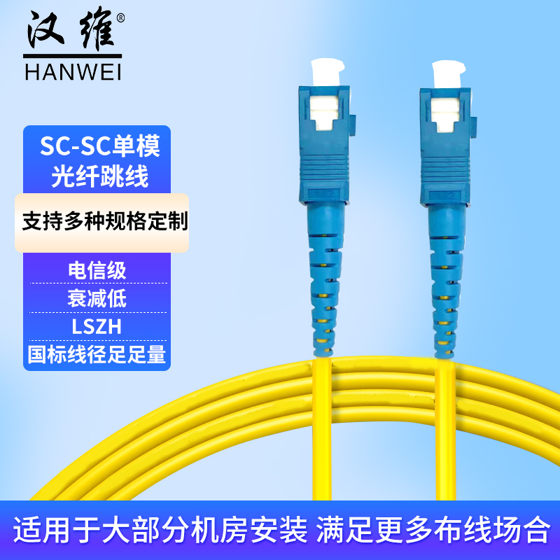 汉维 （HANWEI)光纤跳线单多模接口 SC/FC/ST/LC SC-SC单模 3M