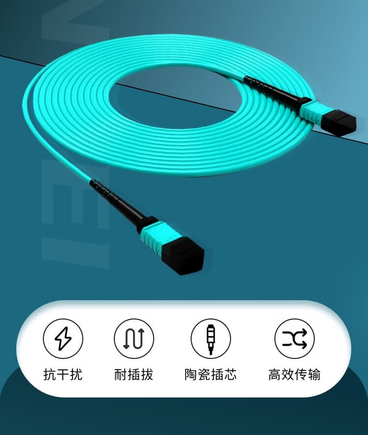 汉维（HANWEI)光缆光纤线万兆MTP8芯12芯40G/100G尾纤MPO-MPO定制光纤线
